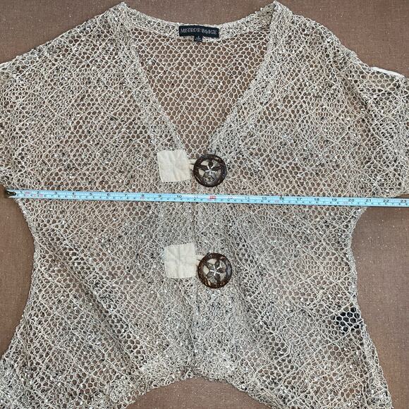 Mirror Image Y2K cardigan short sleeve beige goblin cottage whimsygoth grunge S - Picture 7 of 9